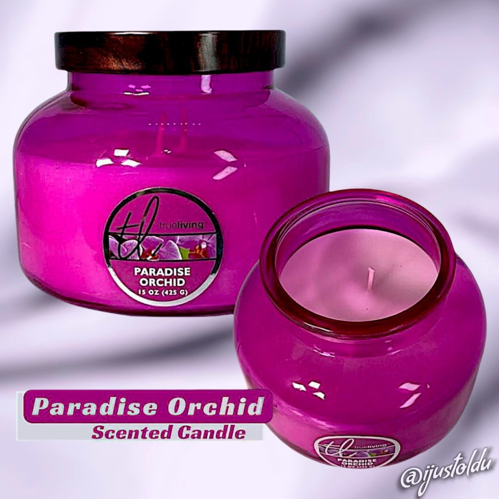 True Living Scented Candle | Paradise Orchid | Dual Wick 15oz (425g) Glass Jar